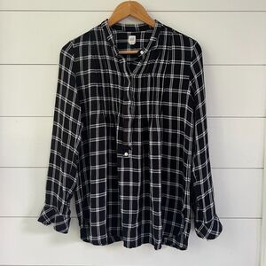 Button Down Tunic Black & White Plaid Gap Women's Small